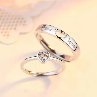 2 pc Love Heart Zircon Endless Love Finger Rings